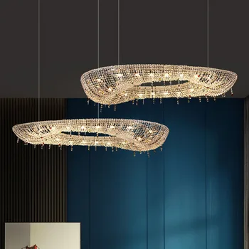 Luksuzni LED lestence Ovalne Oblikovalec Visi Obesek Razsvetljave, ki Živijo Jedilnico Hotelski Avli Villa Decor Art Lustre Lučka