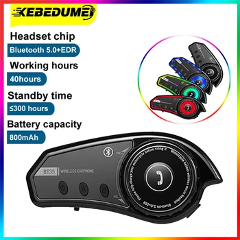 Kebidumei Motocikel Brezžična tehnologija Bluetooth 5.0+EDR Nepremočljiva Čelada Slušalke za prostoročno telefoniranje prostoročno Klicanje Anti-motnje Slušalke